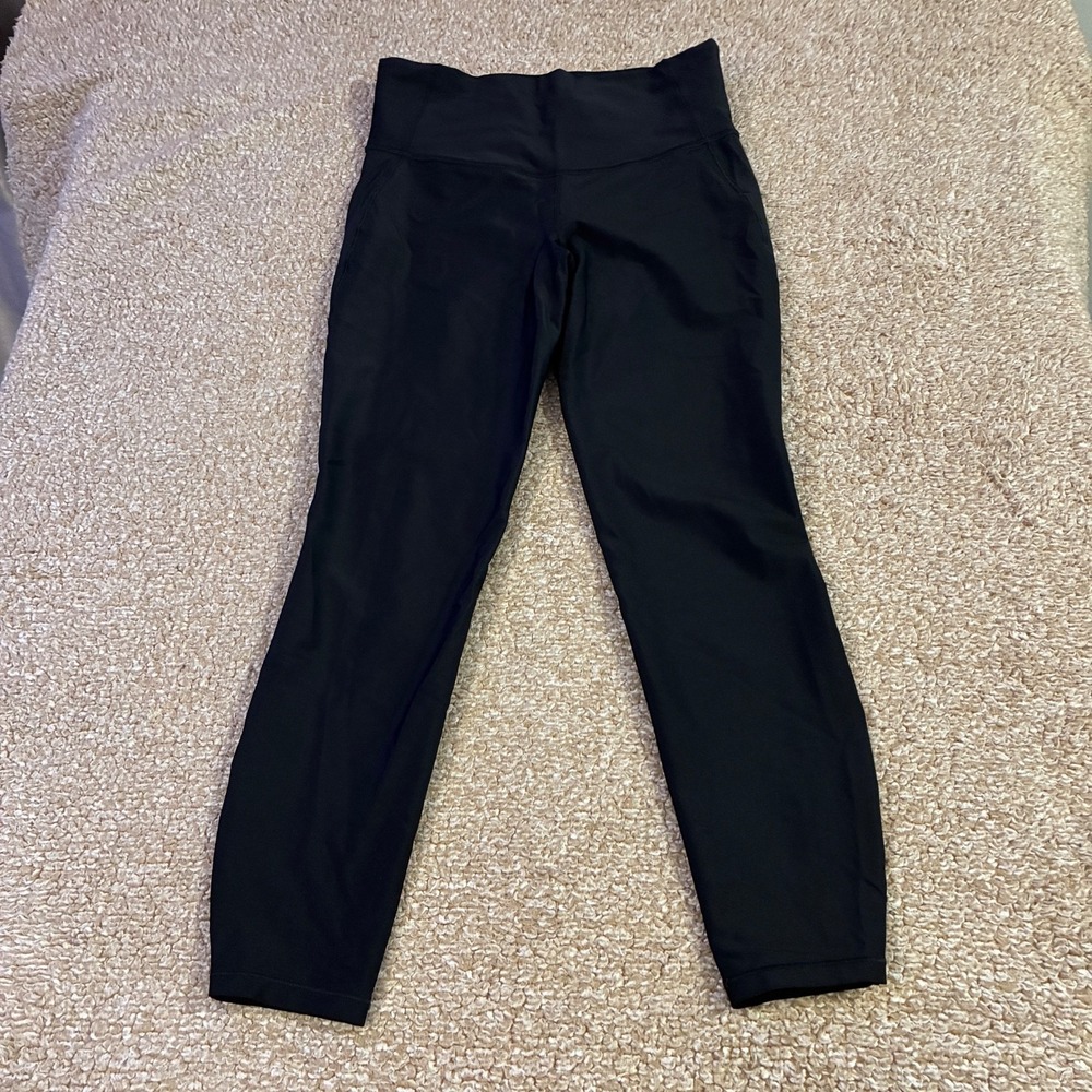 All In Motion Womens Leggings Medium Black High Rise 7/8 Crop Pocket Athletic